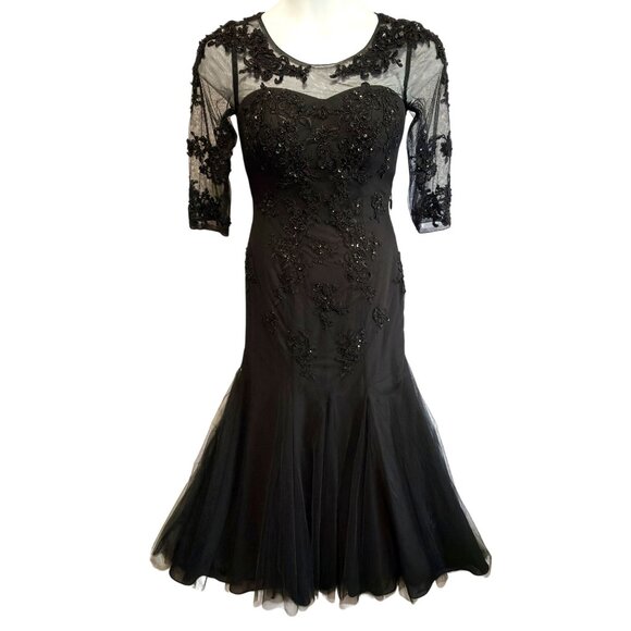 JJ's House Black Lace Tulle Mermaid Evening Gown Formal Dress Size 6–8 NWT - Picture 2 of 14